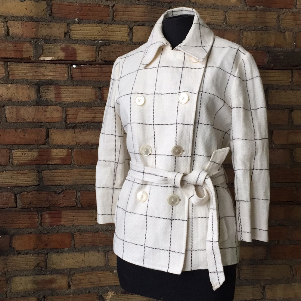 Ralph Lauren linen check 3/4 sleeve jacket blazer